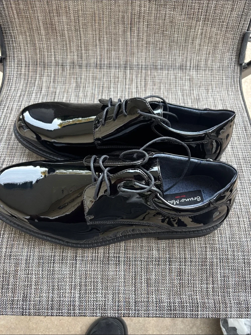 Bruno Marc Men's Black Patent Leather Derby Lace-Up